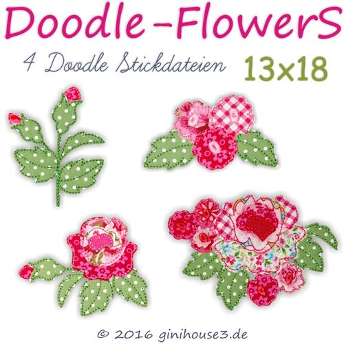 Stickdatei * DOODLE Flowers * 13x18