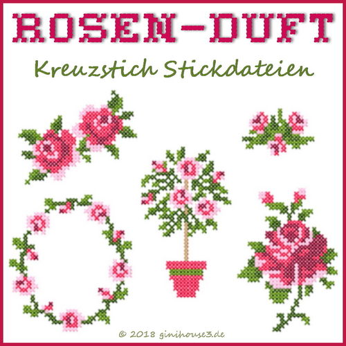 Stickdatei Kreuzstich ROSEN-DUFT